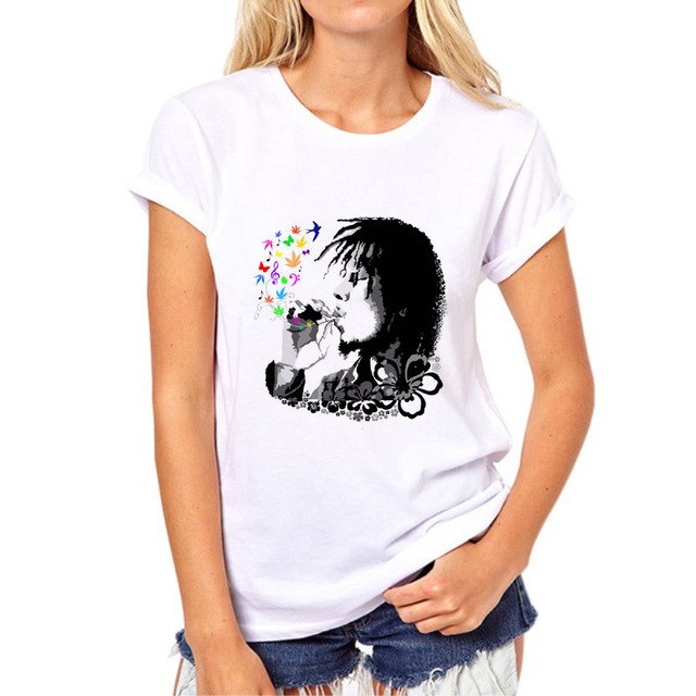 New Fashion Bob Marley rock music women t shirt