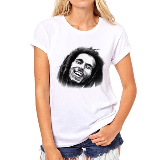 New Fashion Bob Marley rock music women t shirt