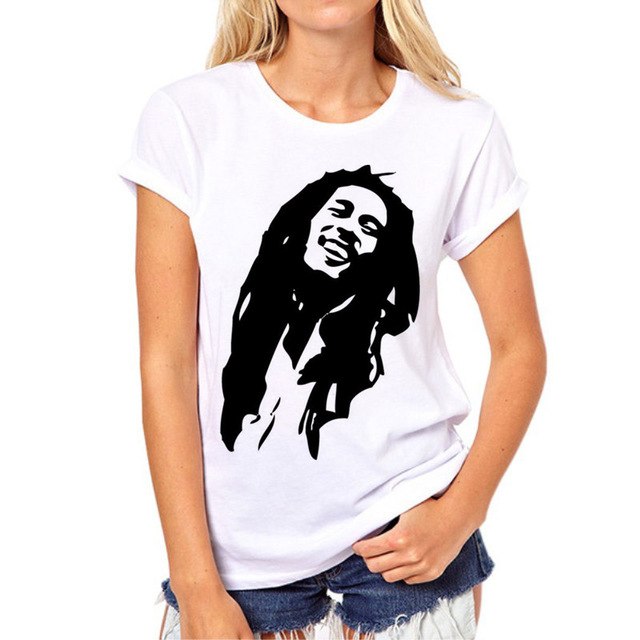 New Fashion Bob Marley rock music women t shirt