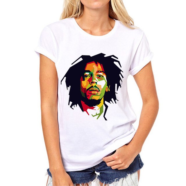 New Fashion Bob Marley rock music women t shirt