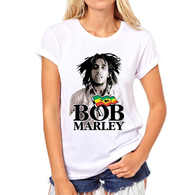 New Fashion Bob Marley rock music women t shirt