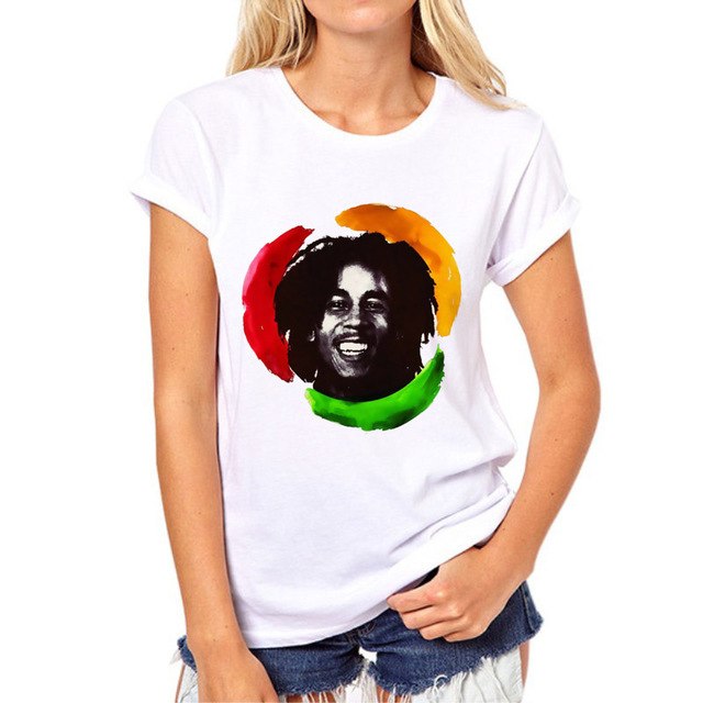 New Fashion Bob Marley rock music women t shirt