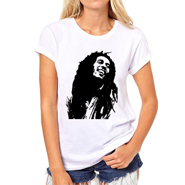 New Fashion Bob Marley rock music women t shirt