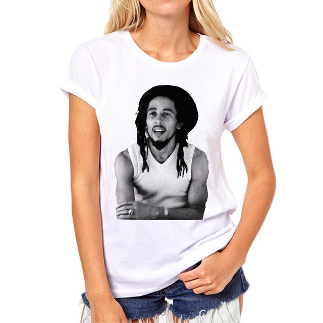 New Fashion Bob Marley rock music women t shirt