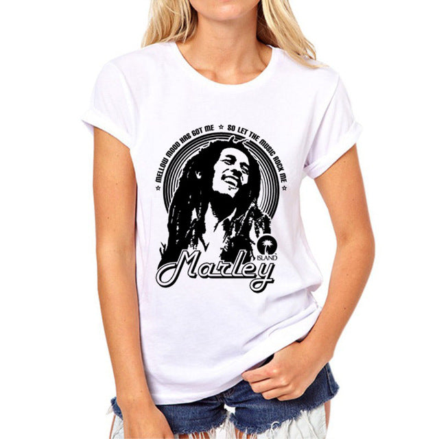 New Fashion Bob Marley rock music women t shirt