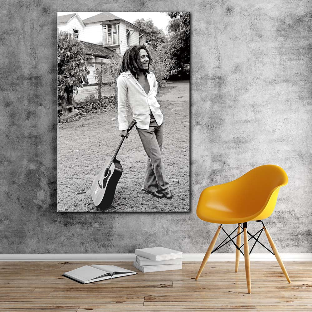 Modern painting bob marley black and white