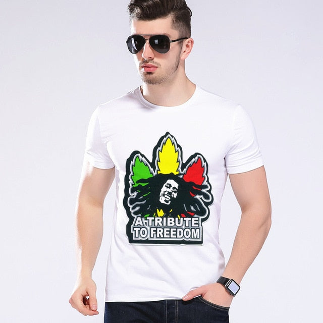 Summer Funny Style Men Tees Bob Marley