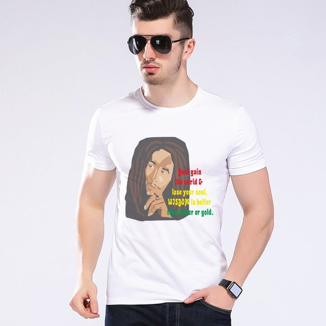 Summer Funny Style Men Tees Bob Marley