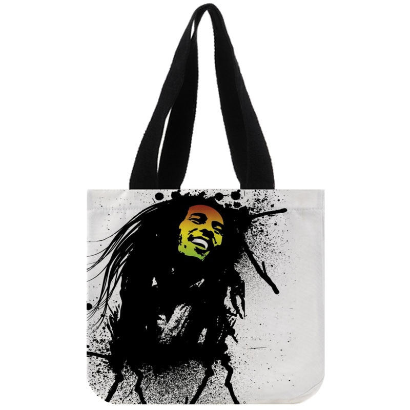 Custom Bob Marley print canvas tote bag