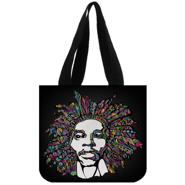 Custom Bob Marley print canvas tote bag