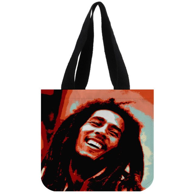 Custom Bob Marley print canvas tote bag