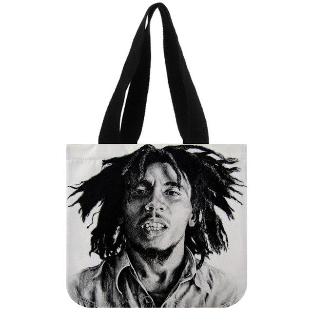 Custom Bob Marley print canvas tote bag