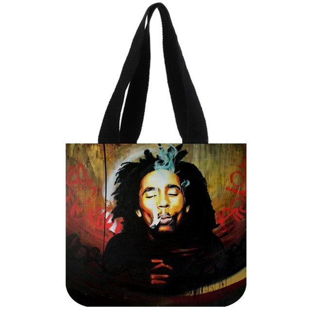 Custom Bob Marley print canvas tote bag