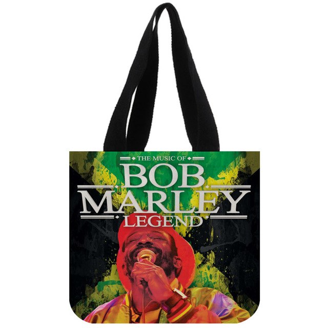 Custom Bob Marley print canvas tote bag