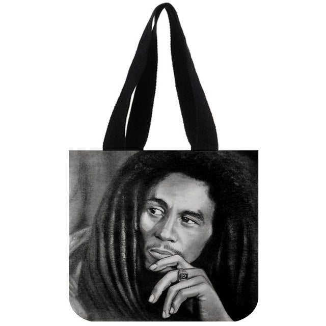 Custom Bob Marley print canvas tote bag