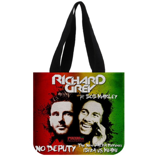 Custom Bob Marley print canvas tote bag