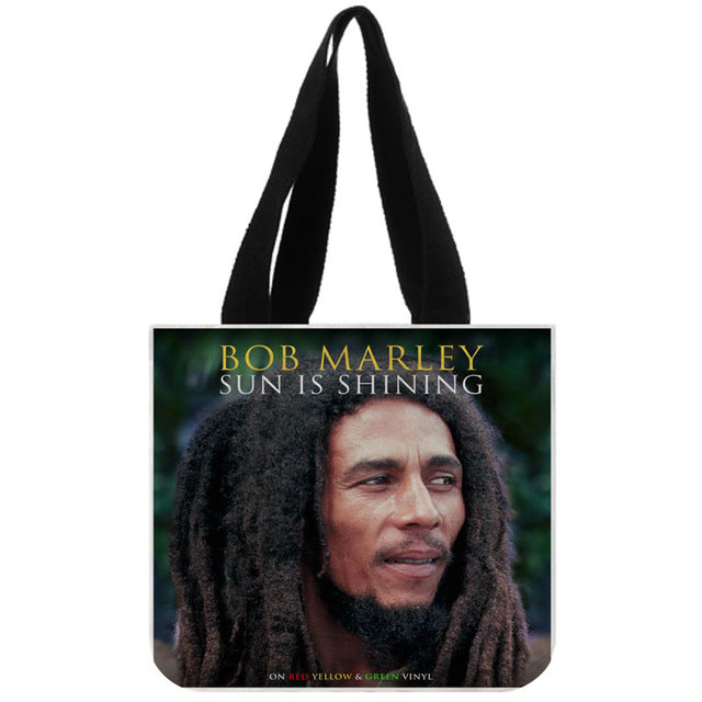 Custom Bob Marley print canvas tote bag