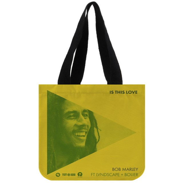 Custom Bob Marley print canvas tote bag