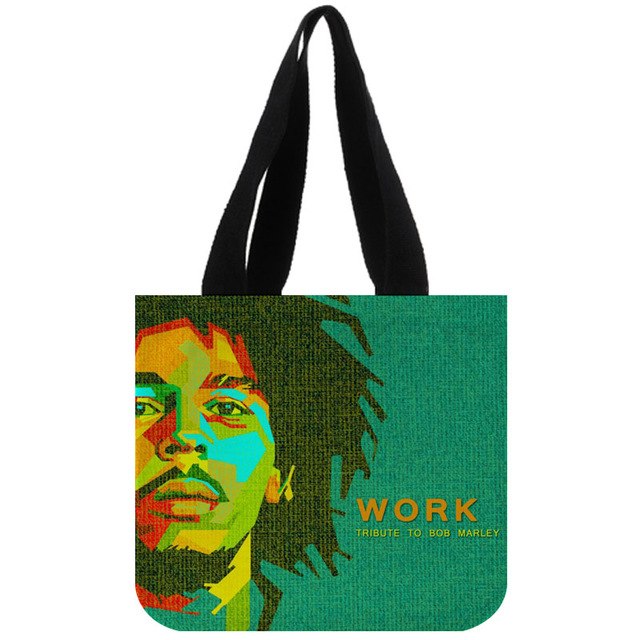 Custom Bob Marley print canvas tote bag