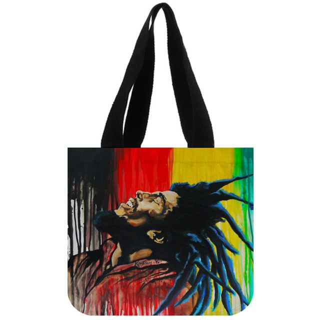 Custom Bob Marley print canvas tote bag