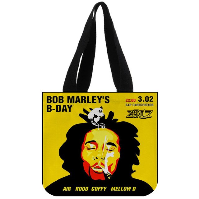 Custom Bob Marley print canvas tote bag